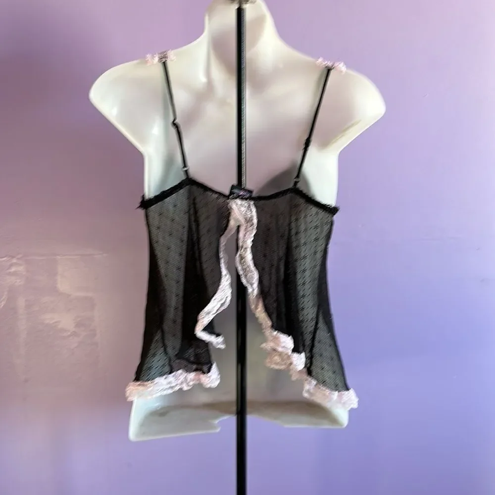 Secret Treasures Women’s Size Large Camisole Black with Pink Trim Lingerie